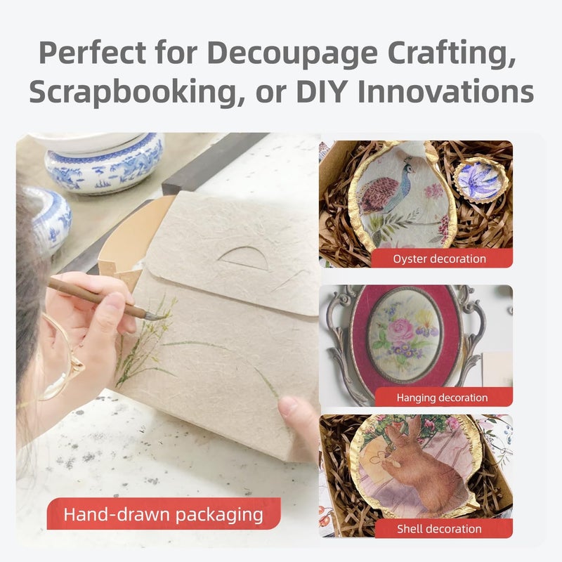 VEOOK Natural Fiber Rice Paper for Decoupage,Printable Rice Paper for Craft, Mulberry Paper for Writing Painting,Decoupage Craft Supplies,20 Sheets Letter Size 8.5x11in（RP-01） - Image 4